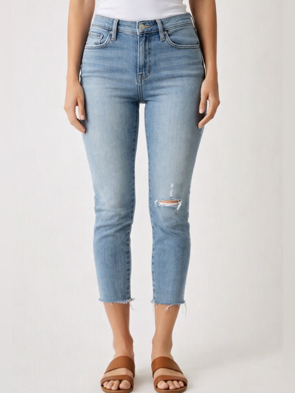 Aritzia Denim Forum Nico Mid Rise Slim Crop Jeans Sz 28 Blue Classic Minimalist